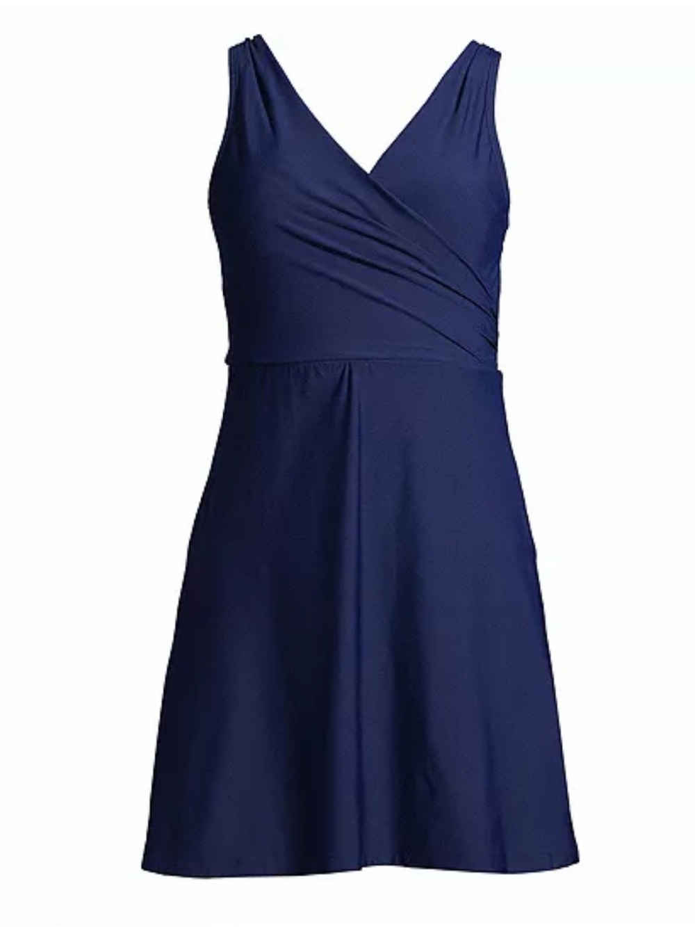 Lands End Swimsuit 22W Tummy Control Surplice Wrap Modest Swim Dress NWT Navy
